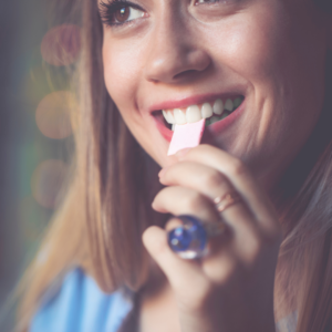 woman and chewing gum