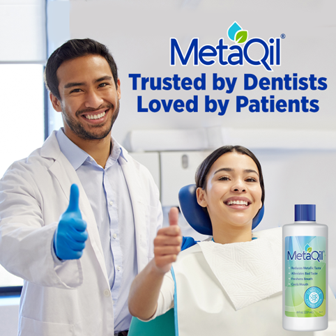 A dentist and patient approve of MetaQil as an effective method to get rid of metallic taste