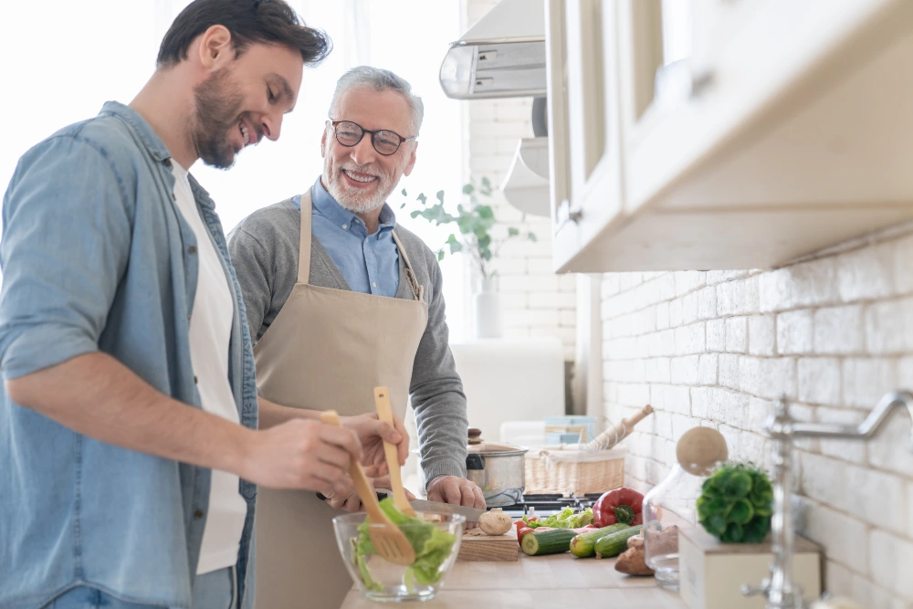 A dad and son changing their diet to mitigate a Bad Taste in Mouth.